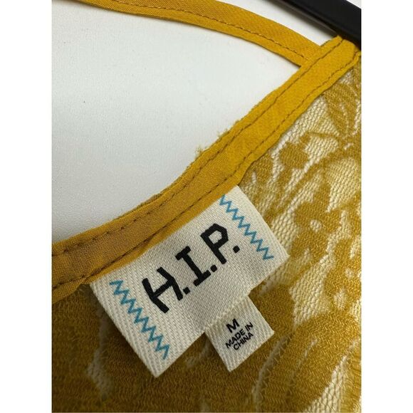 H.I.P. Y2K Vintage Camisole Top Mustard Yellow Dark Lace Boho Fairy Grunge Sz M - Picture 6 of 8
